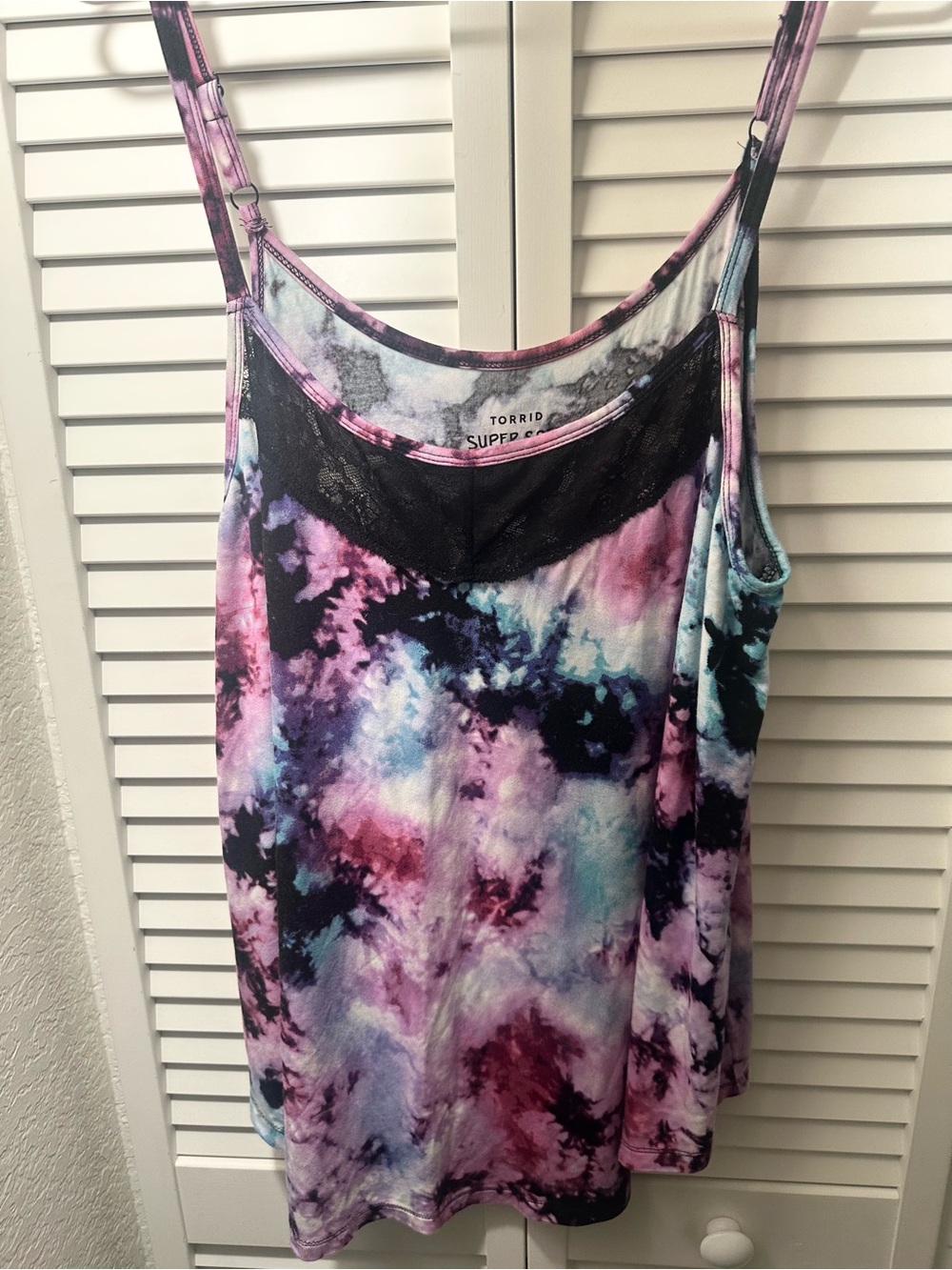 torrid Purple Multi Tie-Dye Lace-Trim Camisole and shorts set